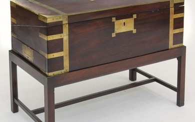 Victorian brass bound mahogany lap desk