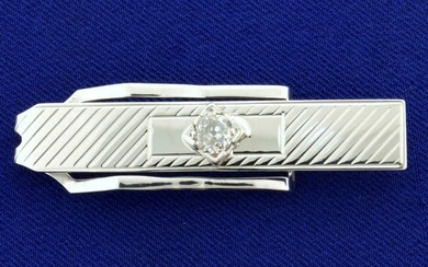 Vintage 1/2ct Old European Cut Diamond Tie Clip in 10k White Gold