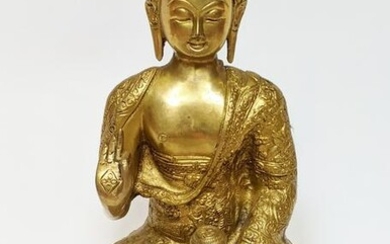 Vintage Chinese Brass Seated Buddha