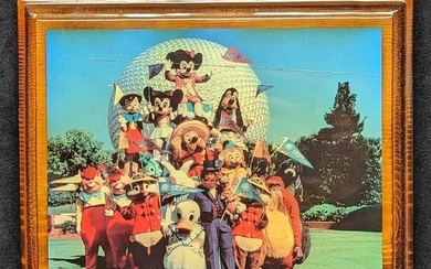 Vintage Disney Epcot Laminated Character Photo On Wood