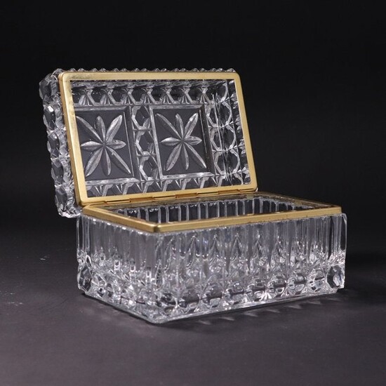 Vintage Fine Crystal Glass Casket Jewelry Box