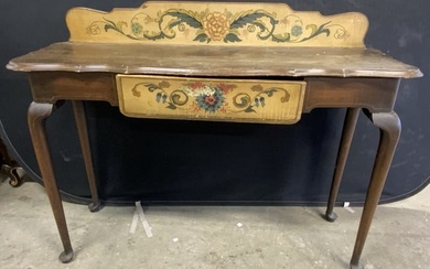 Vintage Hand Painted Floral Side Table / Desk