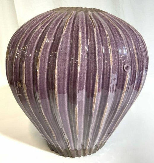 Vintage Purple Ceramic Vase Vessel