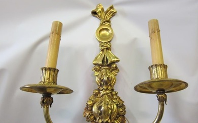 Vintage Set of Four 2 Pair French Dore Bronze Candelabra Sconces