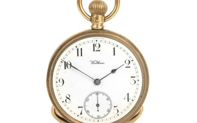 WALTHAM - A 9ct rose gold cased crown wind open face lever p...