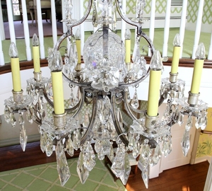 WATERFORD CRYSTAL LIGHT CHANDELIER EX. ALFRED GLANCY HOME 48 DIA 32