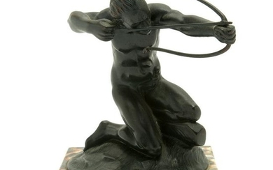 W.N. Schnell 'Tireur d'Arc' Bronze Mascot on Marble