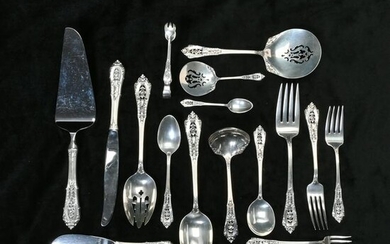 Wallace Rose Point Sterling Silver Flatware Set.