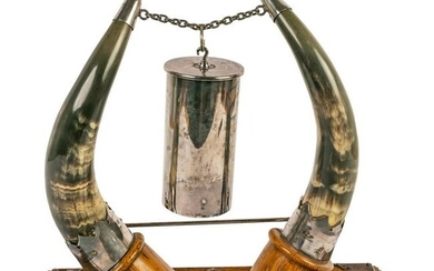 Western Bull Horns and Gun Shell Dinner Bell Gong