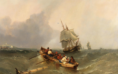 William Adolphus Knell (British, 1802-1875) Rowing out to the fleet...