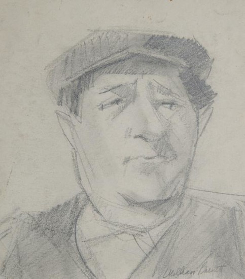 William Barnett, Portrait of Man in Cap, Graphite