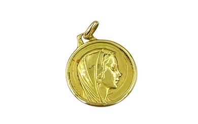 XXe SIECLE Médaille en or 750/1000e à l'effigie de la vierge marie d'après CONTAUX Poids...