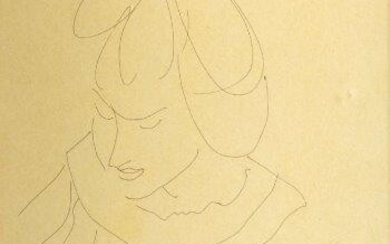 Yehuda Bacon, Israeli b.1929- Female figure; pen on paper, signed lower right, 21.5 x 17.5 cm: together with a print by Yehuda Bacon, signed and inscribed in pencil: a drawing of a seated female figure attributed to Claude Rogers: and two drawings...
