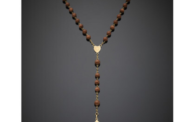 Yellow gold and sunstone bead rosary and crucifix, g 40.62, length cm 68 circa.Read more