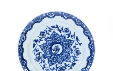 blue and white floral plate