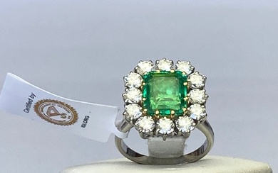 pala diamond - Ring White gold Emerald - Diamond