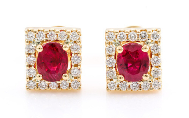0.88ct Ruby and Diamond Earrings