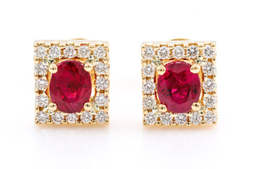 0.88ct Ruby and Diamond Earrings