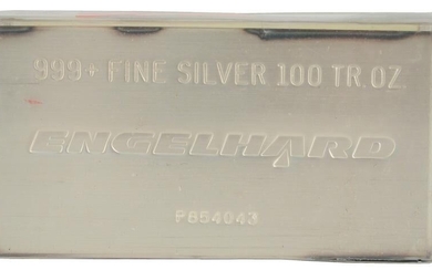 100 troy oz. Engelhard Silver Bar, marked 999 fine