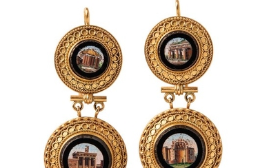 Gold and Micromosaic Earrings