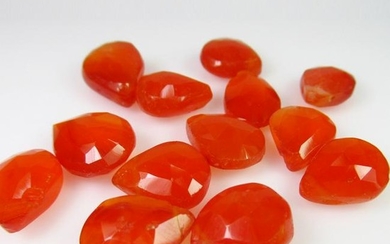 50.82 Ct Genuine 13 Orange Carnelian Drilled Pear Beads