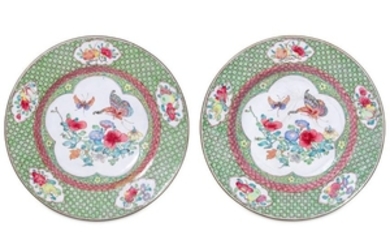 A PAIR OF CHINESE RUBY-BACKED CANTON ENAMEL 'BUTTERFLY'