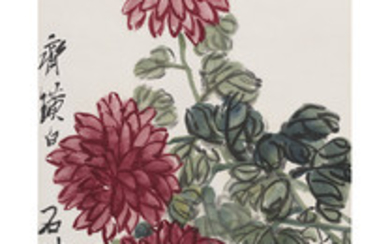 QI BAISHI (1863-1957), Peaches and Chrysanthemums