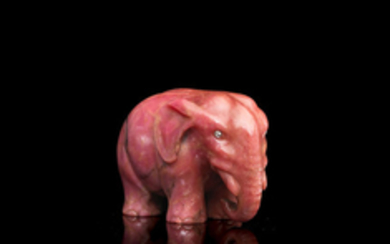 A rhodonite figure of an elephant