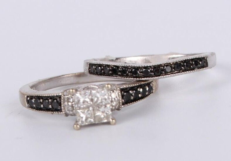 10K WHITE GOLD AND DIAMOND RINGS - LOT OF 2