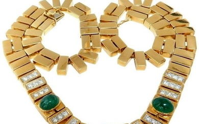 11.20 Carat Natural Cabochon Emeralds Diamond Iconic