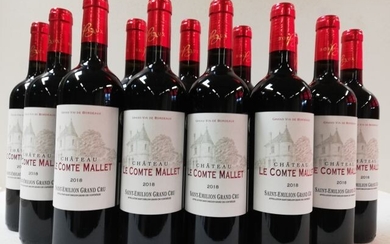 12 bouteilles de Saint Emilion Grand Cru. 2018. Château Lecomte de Mallet. Propriétaire récoltant