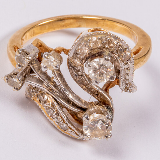 14kt Yellow and White Gold and Diamond Ring