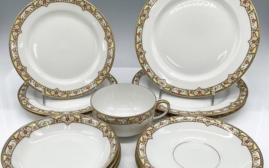 14pc Limoges Vignaud Porcelain Dinnerware, Mixed Lot
