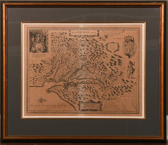 1633 Map Nova Virginiae Tabula - Henricus Hondius