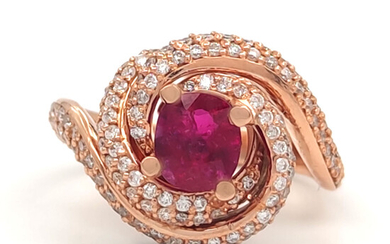 18 carati Oro rosa - Anello - 1.21 ct Rubino - Ct 1.98 Diamanti - Lotus 3351-5603