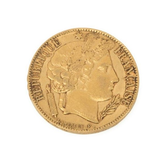 1851-A FRANCE 20 FRANCS CERES GOLD COIN