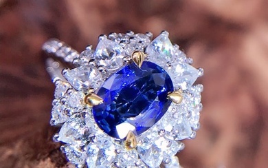18K White Gold 1.35 CTW Sapphire & Diamond Ring