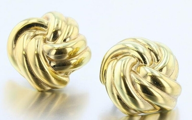 18K YG Italian Knot Clip Earrings
