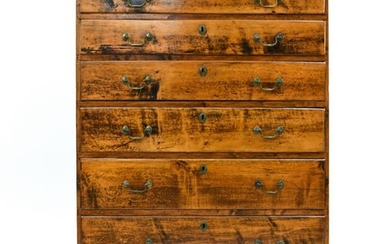 18TH C. AMERICAN TIGER MAPLE CHIPPENDALE CHEST