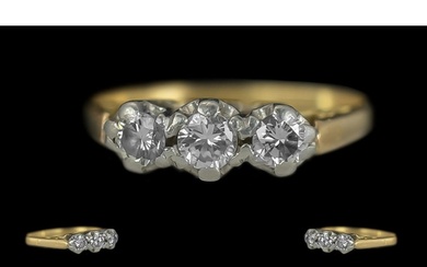 18ct Gold 3 Stone Diamond Set Ring of Pleasing Proportions. ...