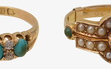 18ct gold diamond and turquoise set ring