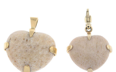 18ct gold fossilised coral pendant & charm