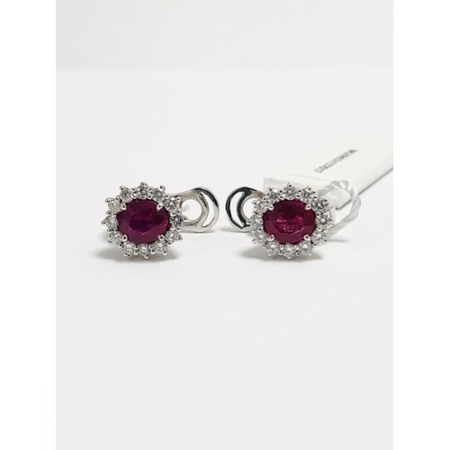 18ct white gold Ruby and diamond Earrings