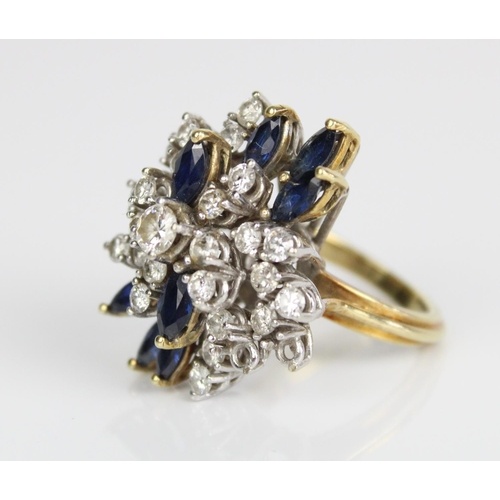 18ct yellow gold diamond and sapphire cluster ring set with ...