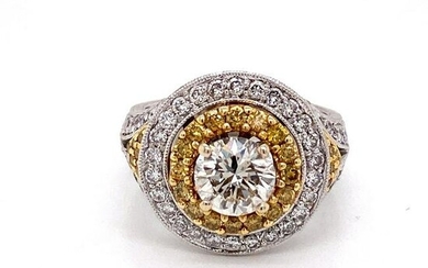 18k white gold diamond halo engagement ring 2.50ctw