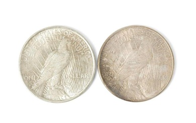 19 UNITED STATES SILVER PEACE DOLLAR COINS, 1920'S