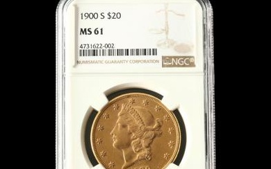 1900-S $20 Liberty Head Gold Double Eagle, NGC MS61