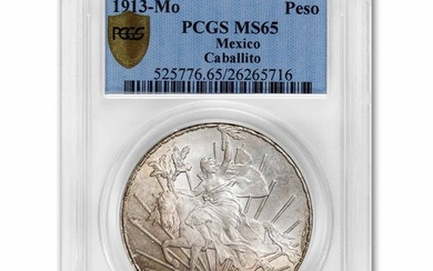 1913 Mexico Silver Peso Caballito MS-65 PCGS