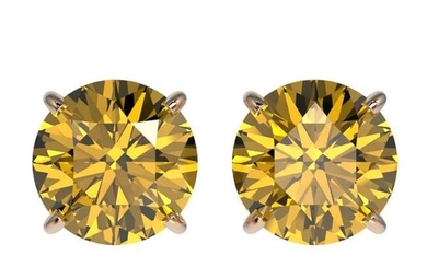 1.97 ctw Certified Intense Yellow Diamond Stud Earrings 10k Rose Gold