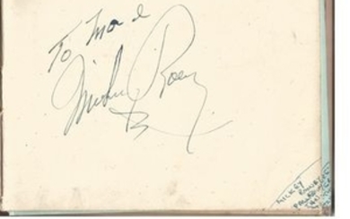 1940s vintage autograph album with about 80 autographs. Names are written on bottom RH corner on most pages. Includes Bernard...